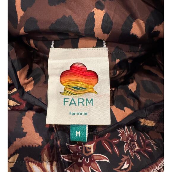 Farm Rio Brown Winter Ainika Puffer Jacket Size Medium - Picture 10 of 12